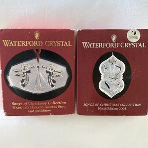 Waterford Crystal Christmas Ornaments-Set of 2
